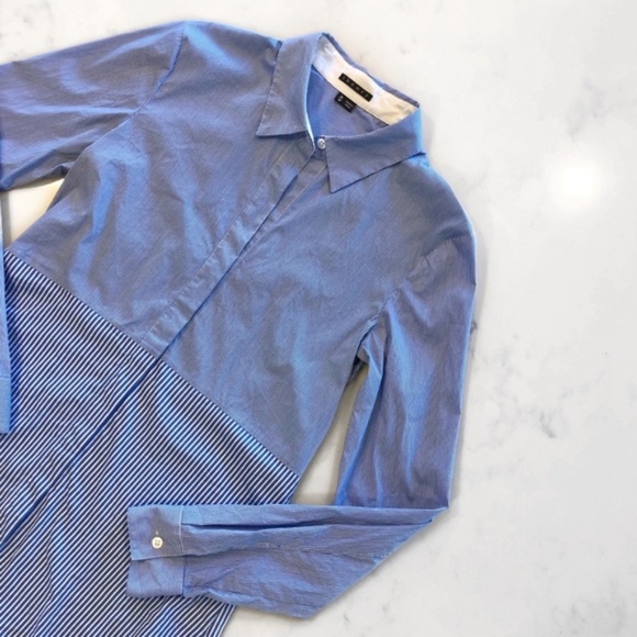 Theory Tablita Striped Shirt Blue Size Medium - Picture 5 of 8
